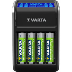 VARTA LCD kištukinis įkroviklis (AA / AAA / 9V ir USB įrenginiams), juodas (dizainas gali skirtis)