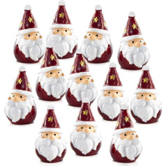 Logbuch-Verlag 12 Mini Santa Figurines Santa Claus Miniature 3.5 cm Red White Gold Small Gift Christmas Customers Colleagues