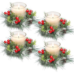 FUND AMLIGHT Christmas Tea Light Holder Votive Candle Holder for Table Decoration 4-Piece Advent Wreath Candle Set for Advent Christmas