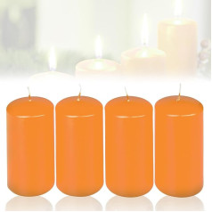 Smart-Planet Set of 4 Pillar Candles Christmas Ambience Candles – Orange 4.8 cm x 8 cm – Advent Candle Christmas Decoration – Christmas Candles Advent Wreath