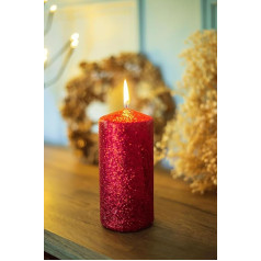 Marco Paul Pillar Candle - Elegant Church Christmas Candle - Home Decoration Candle Lighting - Festive Wedding Decor Candle for Event Dining Room Party Outdoor Table Decoration (Glittering