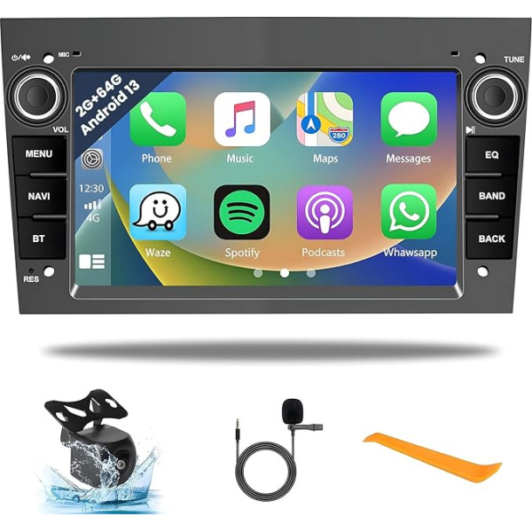 2GB + 64GB Hikity Android 13 auto radio Opel Astra Zafira Meriva ar bezvadu Apple Carplay Android auto, 7 collu ekrāns Bluetooth auto radio ar navigāciju FM RDS WiFi USB SWC atpakaļgaitas kamera