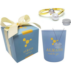 Jewellery Candle - ALMASS Scented Candle - Small Candle 200g + 14k Gold Plated Ring Adjustable + A Small Jewellery Box - Gift Box for Women