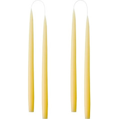 Kunstindustrien® Taper Candles, Made in Denmark, 42 Colours Available, Table Candles, Dyed Candles, Long Burning Time of 15 Hours, Candle Set Gift, 4 Pieces, 2.2 x 35 cm (Pastel Yellow)