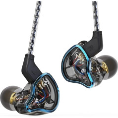 Yinyoo 3BA+1DD Hybrid Drive In-Ear Monitor, CCZ Warrior Strong Bass In-Ear austiņas, trokšņa izolācijas vadu austiņas, dāvana dziedātājam mūziķim (zilas, bez mikrofona)