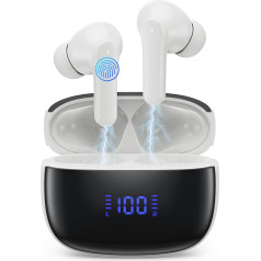 Bluetooth austiņas, bezvadu Bluetooth 5.3 In-Ear austiņas ar 4 ENC trokšņu slāpēšanas mikrofonu, bezvadu austiņas Deep Bass Wireless Earbuds 50 Hours, IP7 ūdensnecaurlaidīgas austiņas, LED displejs, balts