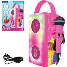 Lexibook, Barbie BTP185BBZ Bezvadu Bluetooth® skaļrunis ar mikrofonu, daudzkrāsainiem gaismas efektiem, SD/TF kartes slots, uzlādējams akumulators, rozā krāsā