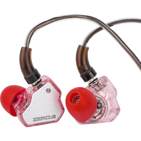 LINSOUL 7Hz x Crinacle Zero:2 In-Ear Monitor, atjaunināts 10 mm IEM ar dinamisko draiveri, vadu austiņas, spēļu austiņas, OFC IEM kabelis ar mikrofonu mūziķiem (ar mikrofonu, rozā)