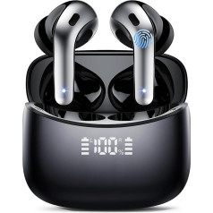 Bluetooth austiņas, bezvadu Bluetooth 5.3 In-Ear austiņas ar 4 ENC trokšņu slāpēšanas mikrofonu, LED displejs, bezvadu austiņas 52H Deep Bass, IPX7 ūdensizturīgas austiņas, melnas krāsas