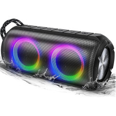 Oraolo Luster bezvadu Bluetooth skaļrunis, Bluetooth skaļrunis ar apgaismojumu, pārnēsājams skaļrunis, 24 W skaļa stereo skaņa, 24 h atskaņošanas laiks, AUX-in, IPX6 ūdensnecaurlaidīgs kempingam ārā