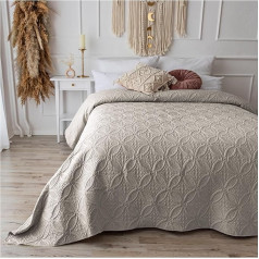 CalmyHOME Gultas pārklājs Bed Throw Ornaments 240 x 260 cm Dīvāns Throw Quilt Dīvāna sega Throw Blanket Dienas segas Gultas pārklājs XXL sega Stepēti gultas pārklāji (Bēšs)