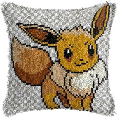ROCKY&CHAO ROCKY&CHAO aizdares paklājs DIY aizdares komplektiem ar spilvenu aizdares komplekts 43 x 43 cm spilvena pārvalka komplekts pieaugušajiem un bērniem aizdares āķa komplekts mājas piederumiem (Cute Little Fox)