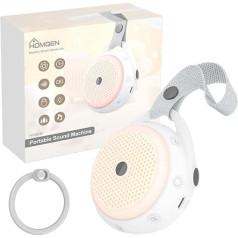 HOMGEN Baltā trokšņa mašīna Baby Portable White Noise Sleep Aid Bērnu miega palīglīdzeklis ar nakts gaismu 24 nomierinošas šūpuļdziesmas un dabas skaņas, 3 taimera iestatījumi, krāsains apgaismojums un USB