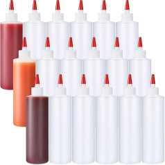 Yaomiao plastmasas izspiedēj pudeles garšvielām, mērcēm, tukšas hermētiskas izspiedēj pudeles ar sarkanu vāciņu kečupam, garšvielām, olīveļļļai, līmi, 18 gab.
