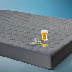 Sonive Ūdensnecaurlaidīgs matrača pārvalks Double Cooling Mattress Topper ar Nanotex matrača aizsargu Double 135 x 190 cm Stepēts matrača pārvalks 38 cm dziļš tumši pelēks