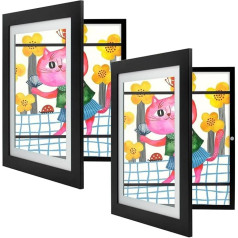 Artisoul® Pack of 2 Picture Frames Children's Drawings, A4 Fillba Art Photo Frames for Children, Wooden Magnetic Front Opening Picture Frame for Art Work, Children, Art Projects, School, Home, Office,