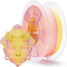 ZIRO 3D printera filaments PLA, ātri mainās krāsas, krāsu maiņa pēc garuma, piemērots lielākajai daļai FDM 3D printeru, matēta apdare, 1 kg/2,2 lbs spole, saules gaismas ziedlapiņas