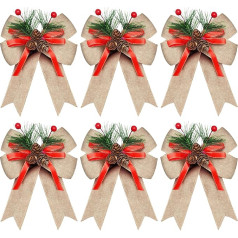 Warmiehomy Pack of 6 Christmas Bows Red Christmas Tree Decoration Bows for Gift Wrapping Christmas Tree Wreath Gift Decorations Outdoor Indoor Christmas Tree Bow Ornaments Decor