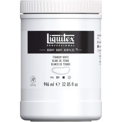 Liquitex 4413432 Akrila krāsas profesionālai lietošanai ar augstu blīvumu, mākslinieciskas kvalitātes, ar izcilu noturību pret gaismu, sviestainas konsistences, 946 ml trauciņš - titāna balts