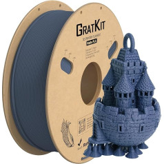 GratKit Matte PLA 3D printera filaments 1,75 mm, 1 kg spole, 3D drukāšanas materiāls ar +/-0,03 mm precizitāti, viegli drukājams, vienmērīga tinuma, matēta virsma, 1000 g, tumši zils, tumši zils