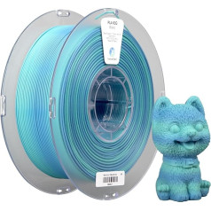 divkrāsains PLA filaments 1,75 mm, PLA divu toņu, gradientu krāsu maiņas 3D printera filaments, daļēji matēts, izmēru precizitāte +/- 0,03 mm, 1 kg spole, zili zaļš