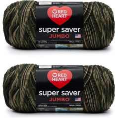 Red Heart Super Saver Jumbo Kamuflāžas dzija - 2 iepakojumi pa 10oz - Akrils - 4 vidējie (Worsted) - 500 jardu - Adīšana / Tamborēšana