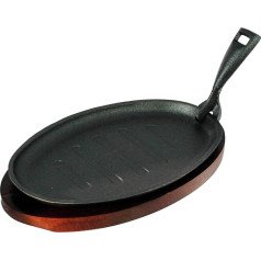 Buckingham 28 x 18 cm piekaramo grilēšanas šķīvju komplekts, Servēšanas šķīvju/galda šķīvju komplekts, steiku/Fajita servēšanas šķīvis, koka statīvs, melns, melns