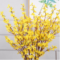 OUKEYI Mākslīgie Forsythia Ziedi 23 collu Mākslīgie Forsythia Ziedi Jasmīns Stublāji Mākslīgie zīda Forsythia zari mājas kāzu iekštelpu āra apdare 5 Pack