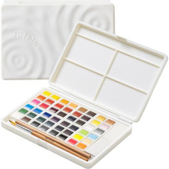 MEEDEN Watercolour Paint Set, 48 Colours in Portable Box, Watercolour Set, Removable Blocks, Built-in Palette & Watercolour Accessories, Perfect Travel Watercolour Set for Artists