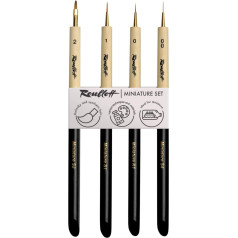 Roubloff - (Set of 4) Professional Miniature Brush Set | Sizes 00/0/1/2 | Bristles Made of Kolinsky & Synthetic Hair with Painted Handle | Made by Roubloff