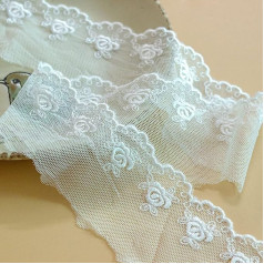 5 cm platuma 10 jardu krāsains Vintage rožu izšūšanas mežģīnes tilla audums, mežģīņu lentes mežģīnes apdares dekoratīvā lente kāzu DIY amatniecības apģērbu šūšanai, balta