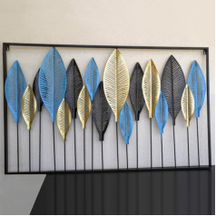 BenPo bar Metal Sculpture Wall Decorated Handmade Picture Metal Luxury Wall Painting 48 x 30 Inches (Blue and Black)