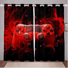 Aizkars ar cilpām - Gamer Lightning Gamepad Video 200 x 214 cm 2 gabali Lieli aizkari viesistabai, Telpu dalītājs, aizkari, necaurspīdīgi aizkari