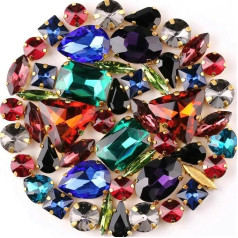 50 gab./maiss Formas Mix Yellow Rainbow Glass Crystal Gold Claw Fittings Patch Rhinestones DIY Braid AB Colours Mix-Dark Colours Mix