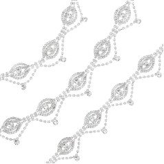 GORGECRAFT 1 Yard Rhinestone Chain Eyelet Tassel Chains Clear Crystal Close Embellishments Trimming for Wedding Dress Decoration Accessories Jewellery Making Accessories DIY Sewing Craft