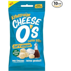 CheeseO's - Crispy Puffed Cheese Snacks - Salt & Vinegar Multipack 25 g (Pack of 10) - Keto Snack - Protein Rich - Vegetarian - Gluten Free - Cheese Chips - Healthy Snacks, Baked and Delicious