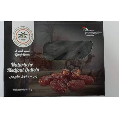 Medžolu dateles 1 kg | Dabīgs produkts no Palestīnas | Žāvētas Medžolu dateles ar kauliņu | Veselas karaliskās dateles | Bez ĢMO | Bez cukura un sēra, neapstrādāti žāvēti augļi, veģetāras un vegāniskas izcelsmes