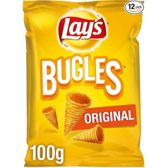 Lay's Bugles Original - Hearty Corn Snack with Original Bugles Flavour - 12 x 100g