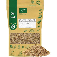 Organiskā Ajowan King Cumin garšviela 500 g, Ajwain Ajowan sēklas, austrumu indiešu ajurvēda, organiskās Karoma sēklas, OmVeda garšvielas virtuvei (500 g)