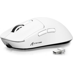 ATTACK SHARK X3 49 g ultraviegla pele, PixArt PAW3395 spēļu sensors, BT/2.4G Wireless/Wired Gaming Mouse, 26000 DPI, 200 stundu akumulators, biroja pele Win11/Xbox/PS/Mac (balta)