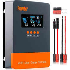 PowMr 60A MPPT saules uzlādes kontrolieris 12V/24V/36V/48V MAX PV ieejas spriegums 160VDC ar lielu LCD displeju, darbojas ar AGM, gēla, plūstošajiem un litija akumulatoriem, Plug and Play (uzlabota versija)