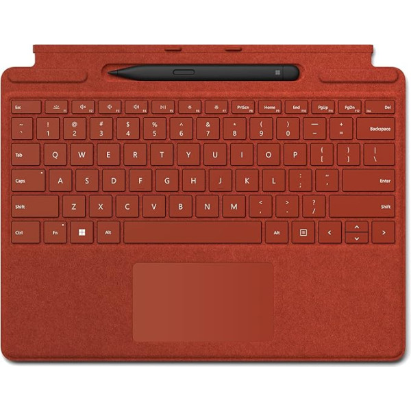 Microsoft Surface Pro Signature tastatūra (magoņu sarkanā krāsā) komplektā ar Slim Pen 2 | Saderīga ar Surface Pro (11. izdevums), Surface Pro 9 un Surface Pro 8