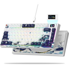 LQXQ SK80 SK80 mehāniskā tastatūra 75%, spēļu tastatūra Compact USB C, Hot Swap Keyboard Kanagawa Theme, Seal Mount RGB Custom Keyboard for Mac/Win, balta