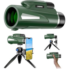 AiMeiteng 12 x 50 monokulārais teleskops HD ar mobilo tālruni, BAK4 prizmas monokulārs putnu vērošanai, medībām, pārgājieniem, zvaigžņu vērošanai un sporta pasākumiem (zaļš)