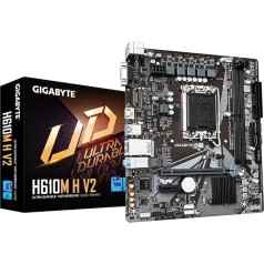 Gigabyte H610M H V2 pamatplate - atbalsta Intel Core 14th procesorus, 4+1+1+1 Hybrid Digital VRM, līdz 5600 MHz DDR5, 1xPCIe 3.0 M.2, GbE LAN, USB 3.2 Gen 1