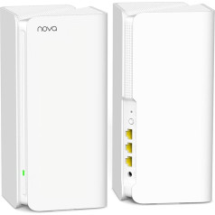 Tenda Nova MX15-Pro Mesh WLAN WiFi 6 sistēma-AX5400 Divjoslu WLAN Mesh WiFi 6 sistēma, ieteicama mājokļiem ar 3-5 guļamistabām, 6 x gigabitu pieslēgvietas, aizstāj maršrutētāju un retranslatoru, saderīga ar Alexa,