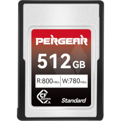 Pergear 512GB CFexpress A tipa atmiņas karte, līdz 800MB/s lasīšanas ātrums un 780MB/s rakstīšanas ātrums 4K 120P, 8K 30P ierakstīšanai (standarta sērija), saderīga ar Sony Alpha un FX kamerām