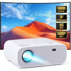 Wielio HD projektors ar 1080P izšķirtspēju, mini projektors ar Bluetooth un Wi-Fi, 18000 lūmenu 4K atbalsts, saderīgs ar iOS/Android/Laptop/Xbox (pelēks)