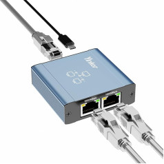 LAN sadalītājs Ethernet 1 uz 2, Yinker 1000Mbps LAN tīkla sadalītājs 2 portu RJ45 sadalītājs ar USB barošanas kabeli datoram, portatīvajam datoram, portatīvajam datoram, maršrutētājam, uzstādīšanas kārba