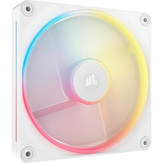 CORSAIR iCUE LINK LX140-R RGB 140 mm PWM reversais ventilators - viens ventilators - zems trokšņa līmenis, CORSAIR magnētiskais kupola gultnis, divas gaismas cilpas, CORSAIR QuikTurn™ skrūves, nulles ātruma režīms - balts